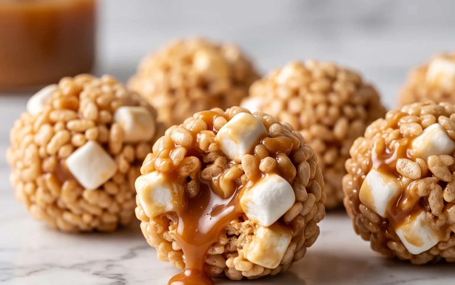 Caramel Marshmallow Rice Krispie Balls Recipe